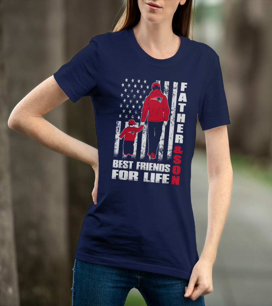 Father And Son Best Friends For Life Patriots American Flag T-Shirt