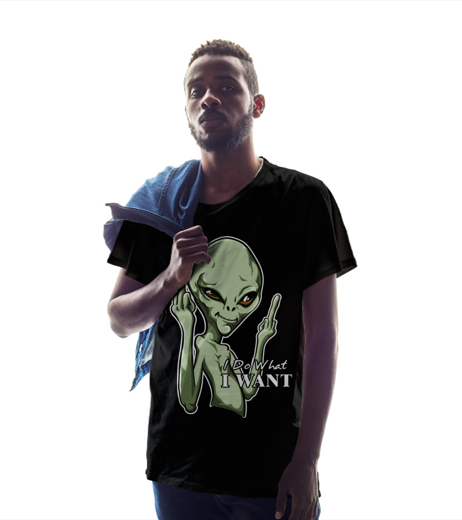I Do What I Want Alien Middle Finger Gesture T-Shirt