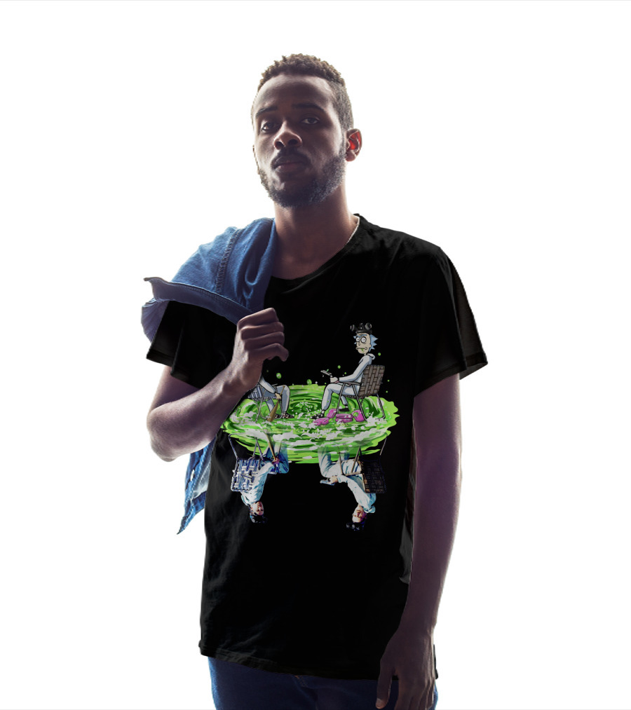Rick And Morty Sitting On Swamp Reflection T-Shirt