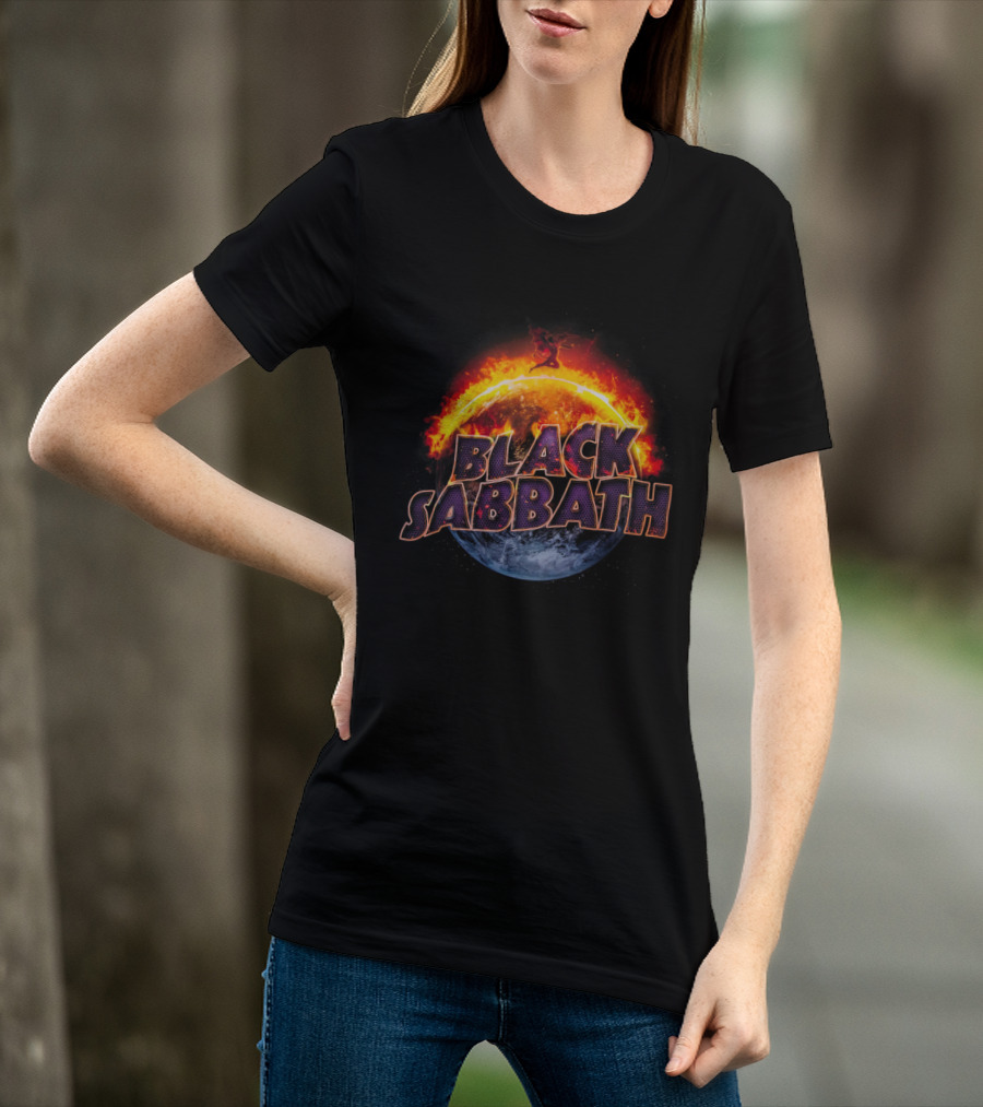 Black Sabbath Fire Planet Rock Band T-Shirt