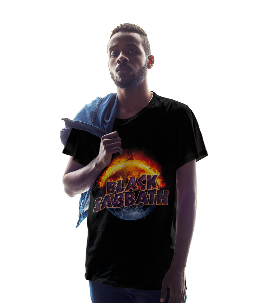 Black Sabbath Fire Planet Rock Band T-Shirt