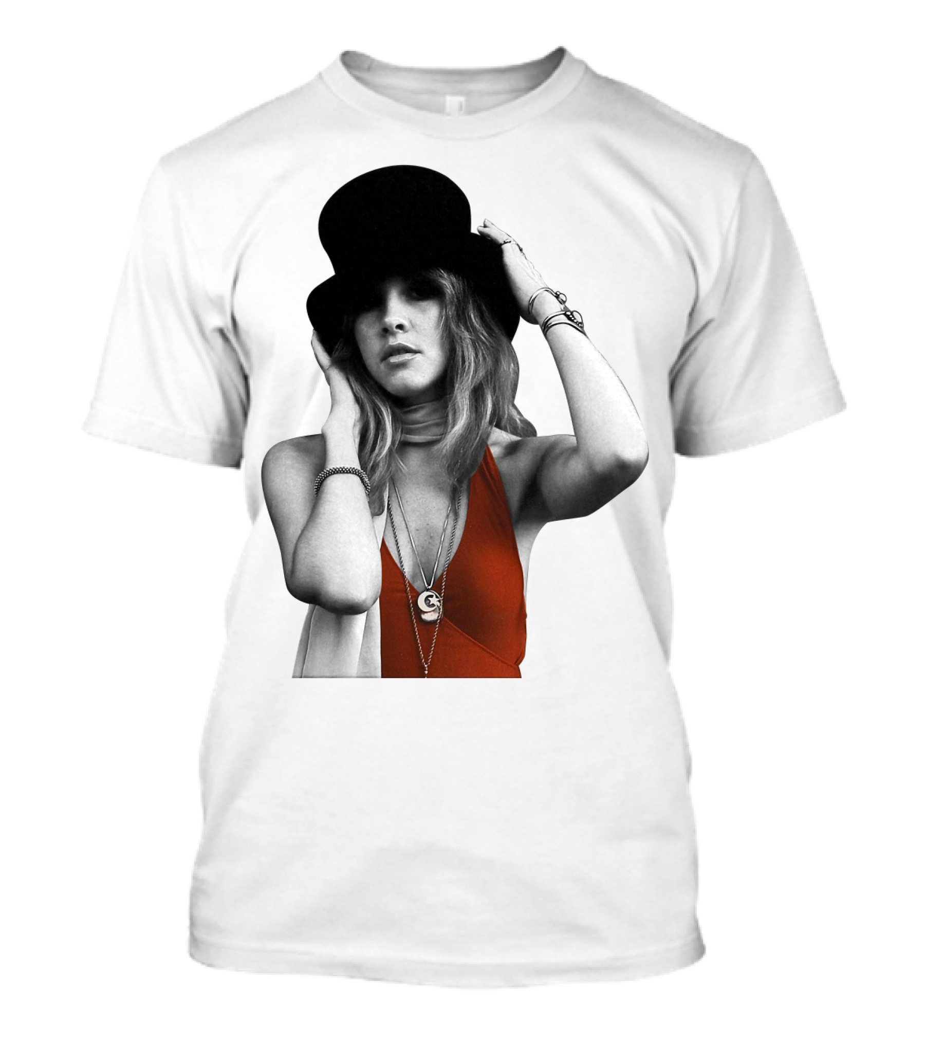 Fw 7 Stevie Nicks Vintage Red Dress And Black Top Hat T-Shirt