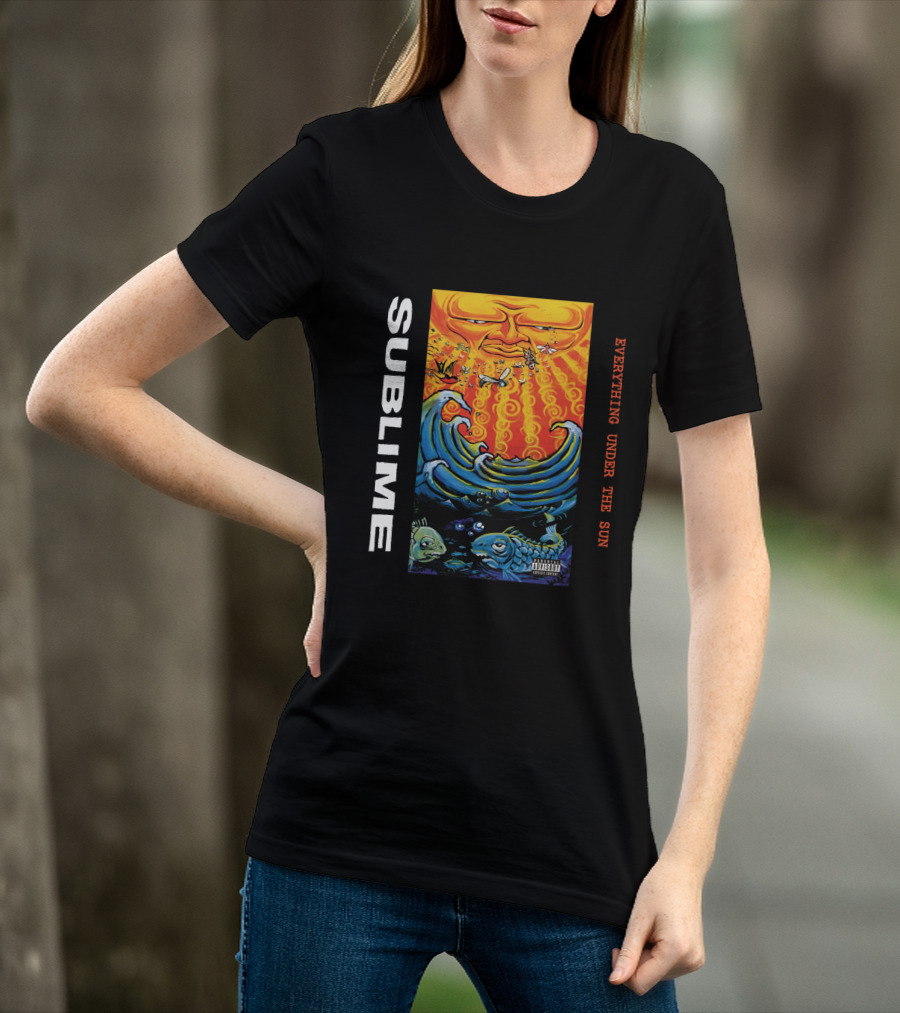 Sublime Everything Under The Sun Waves And Fish Artwork T-Shirt