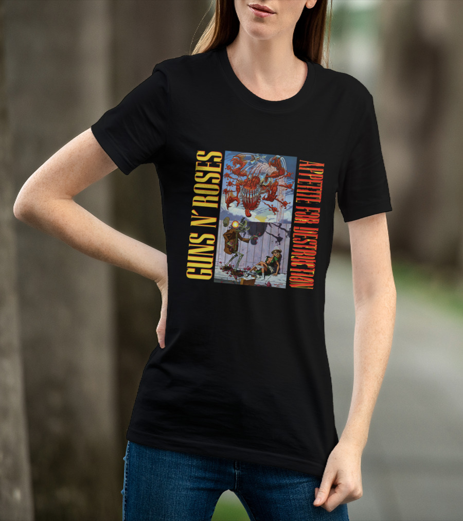 Guns N' Roses Appetite For Destruction Album Cover Art Vintage Style T-Shirt