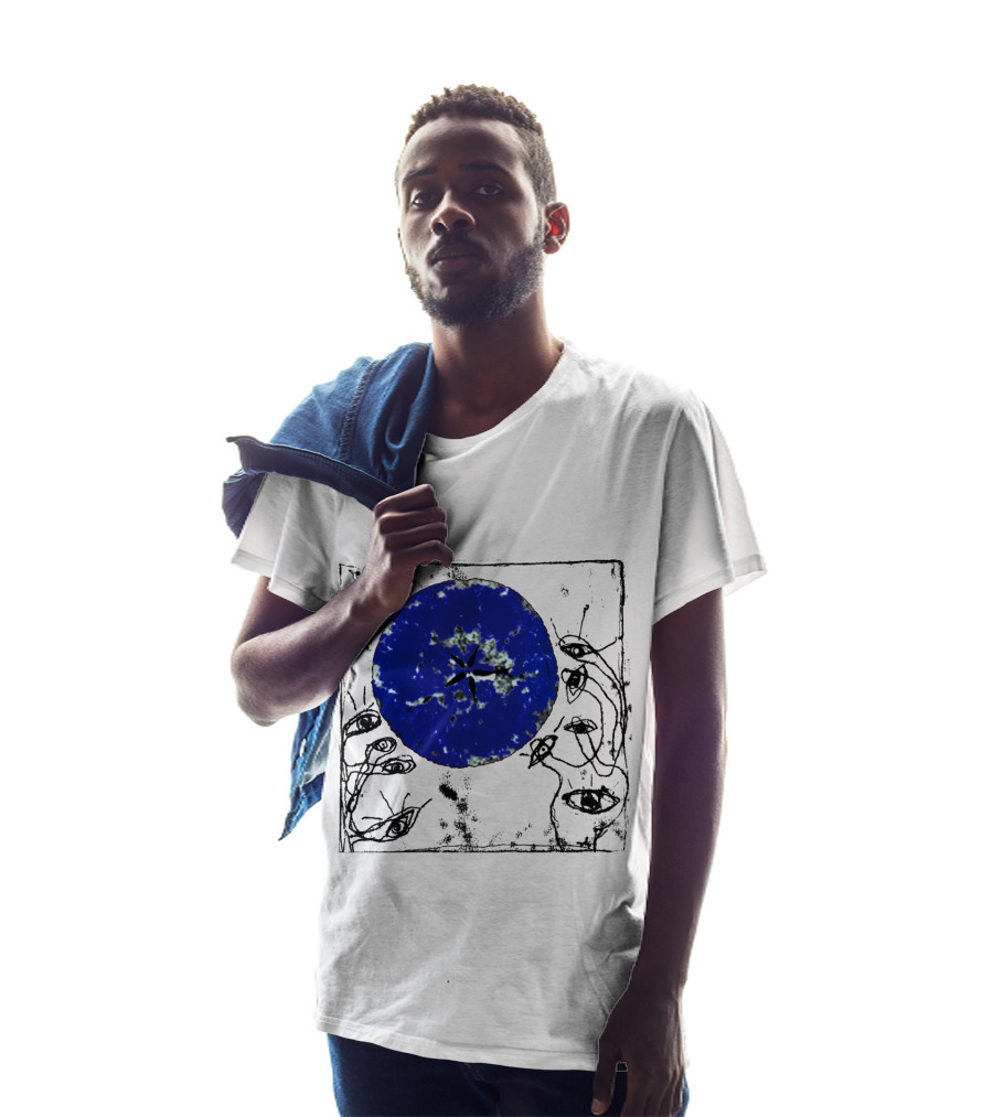 The Cure Wish Album Art Blue Circle With Abstract Eye Drawings T-Shirt