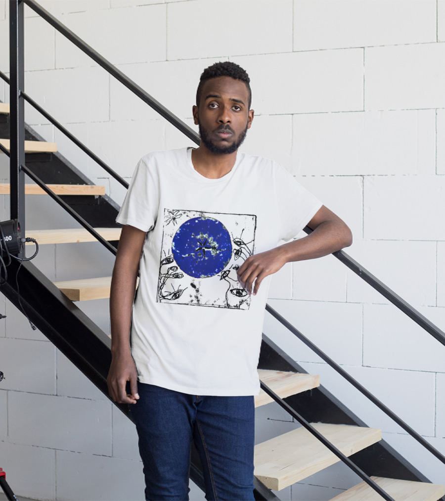 The Cure Wish Album Art Blue Circle With Abstract Eye Drawings T-Shirt
