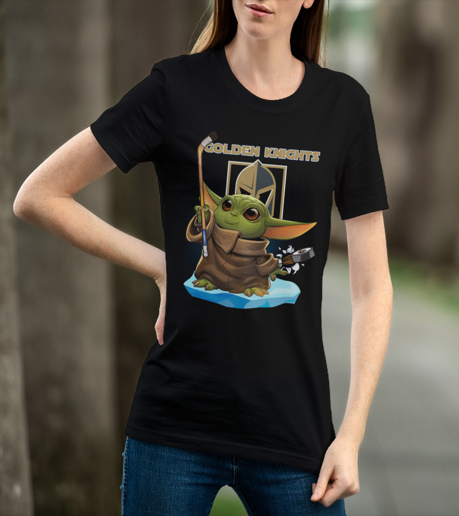Baby Yoda Golden Knights Hockey T-Shirt