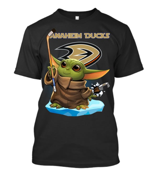 Anaheim Ducks Baby Yoda Hockey Star Wars Crossover Ice Rink Puck T-Shirt