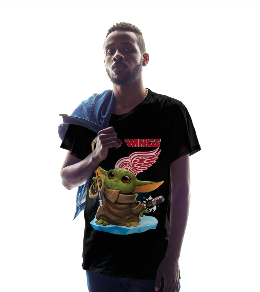 Red Wings Baby Yoda Hockey T-Shirt