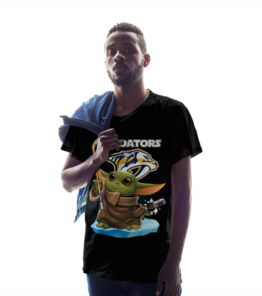 Baby Yoda Predators Hockey Nhl Star Wars Nashville T-Shirt