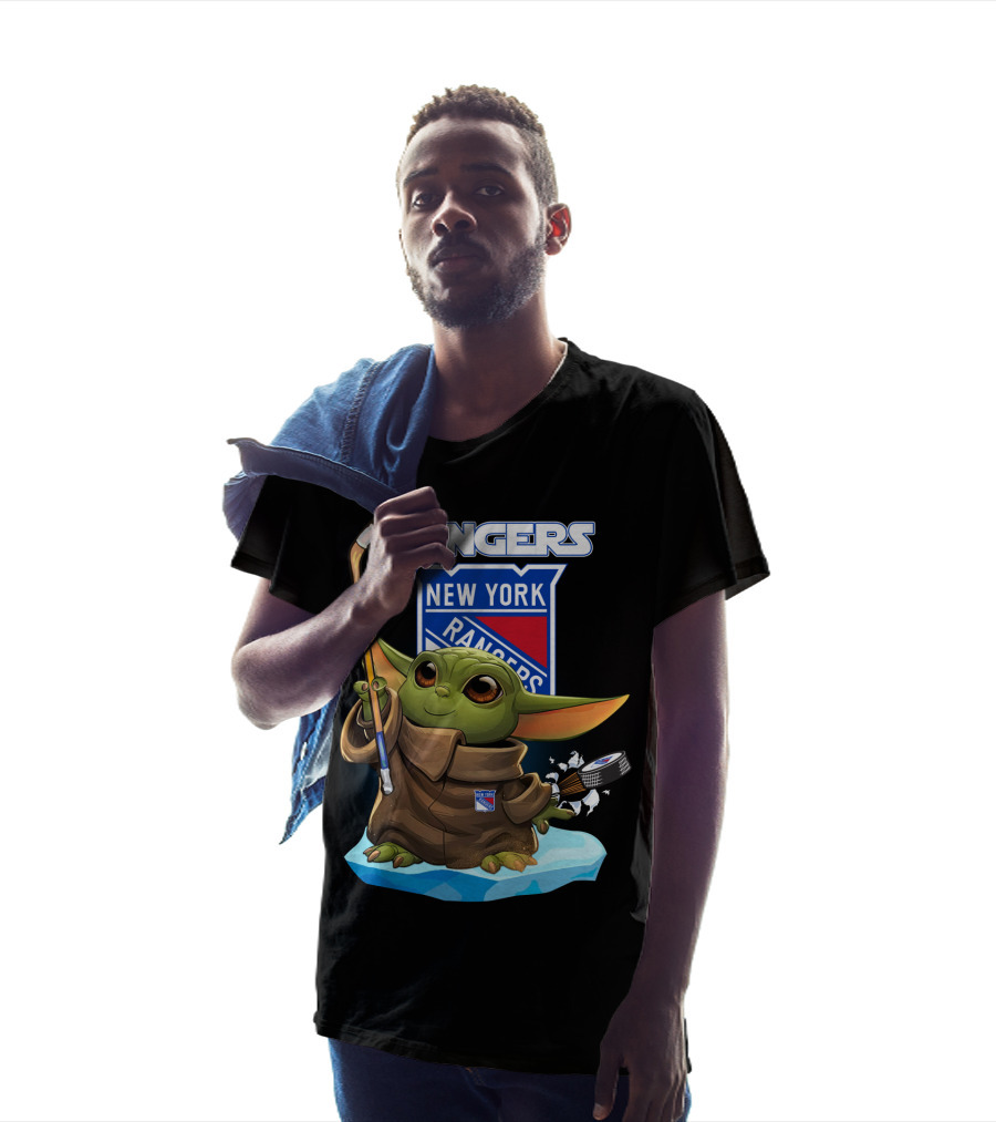 New York Rangers Baby Yoda Hockey NHL T-Shirt