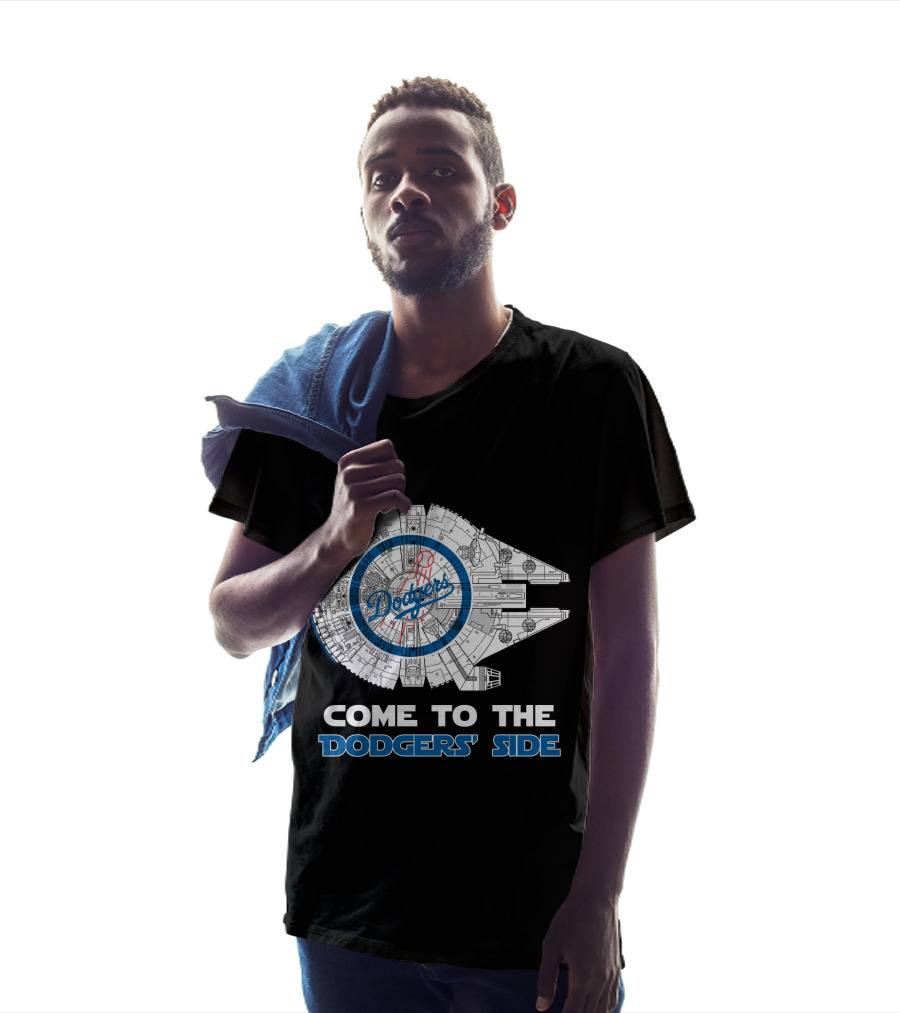 Come To The Dodgers' Side Los Angeles Dodgers Millennium Falcon Mlb Spaceship T-Shirt