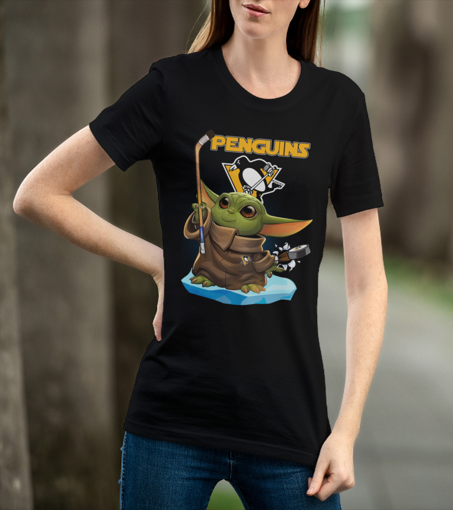 Baby Yoda Penguins Pittsburgh Hockey T-Shirt