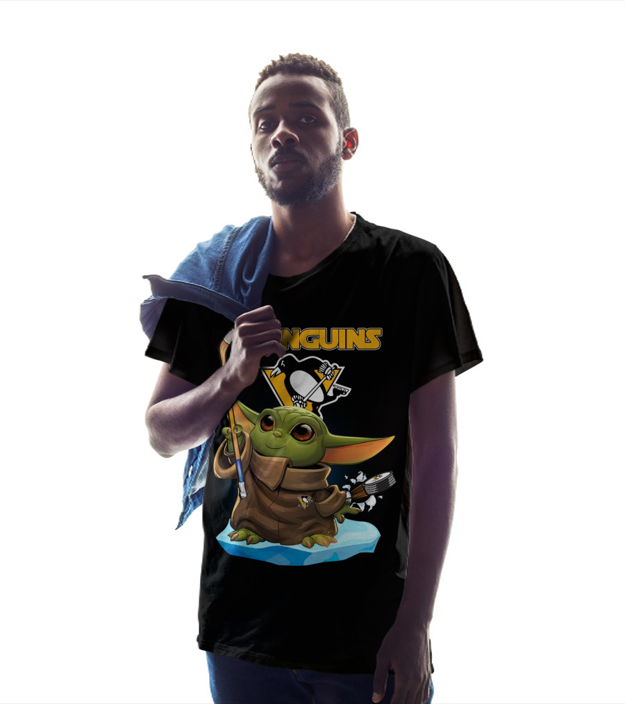 Baby Yoda Penguins Pittsburgh Hockey T-Shirt