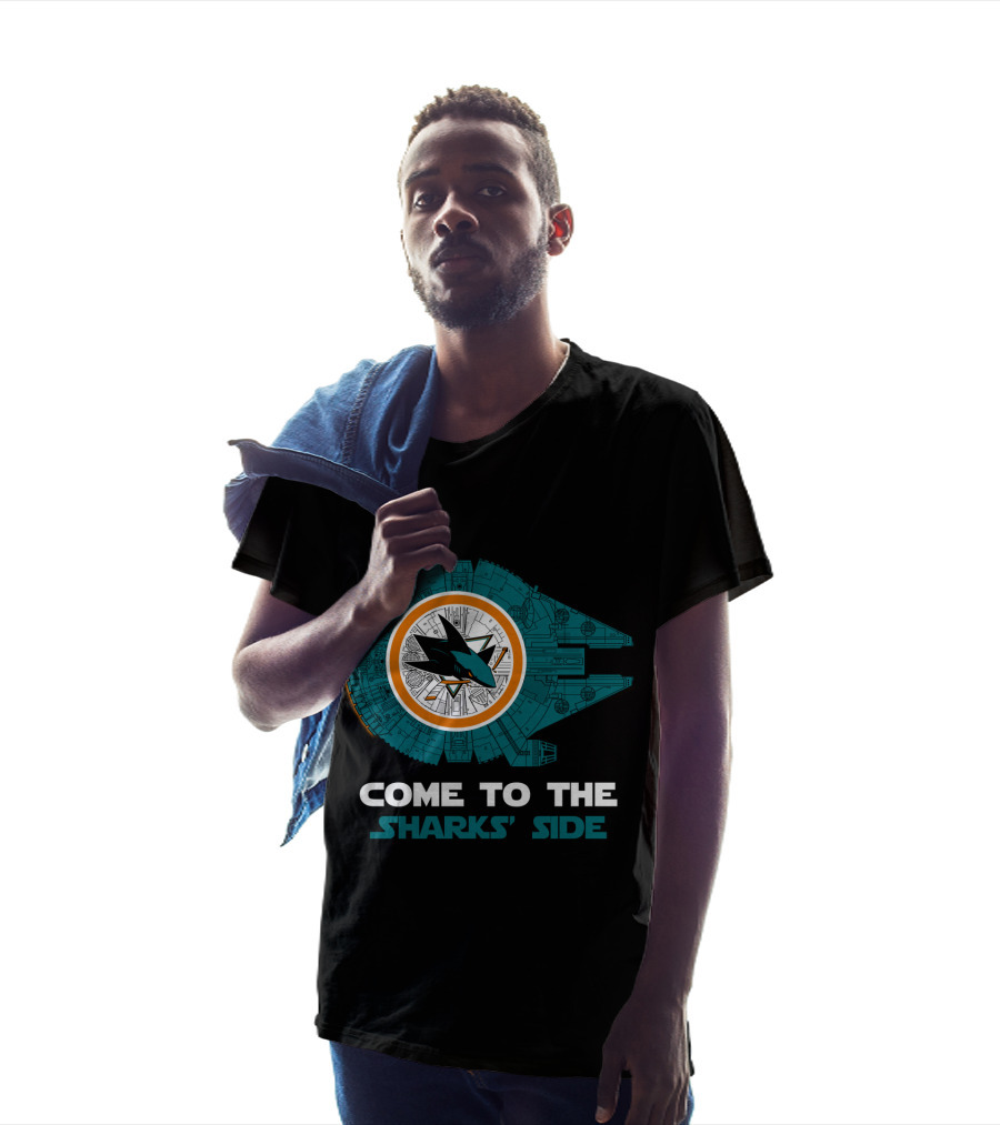 Come To The Sharks' Side San Jose Sharks Millennium Falcon T-Shirt