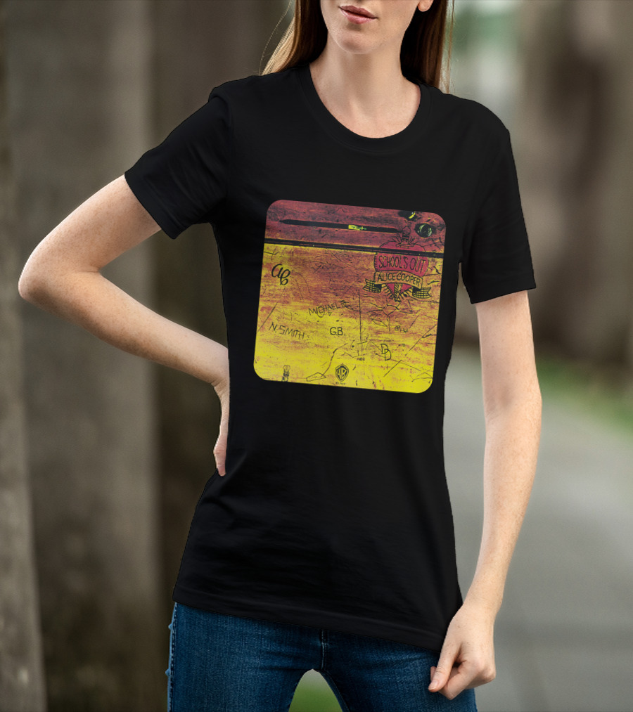 School's Out Alice Cooper Wooden Desk T-Shirt