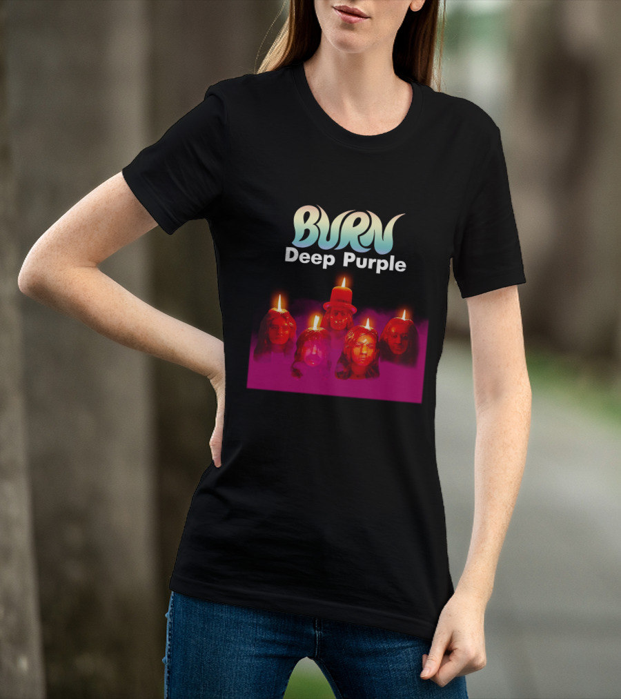 Burn Deep Purple Candle Faces T-Shirt