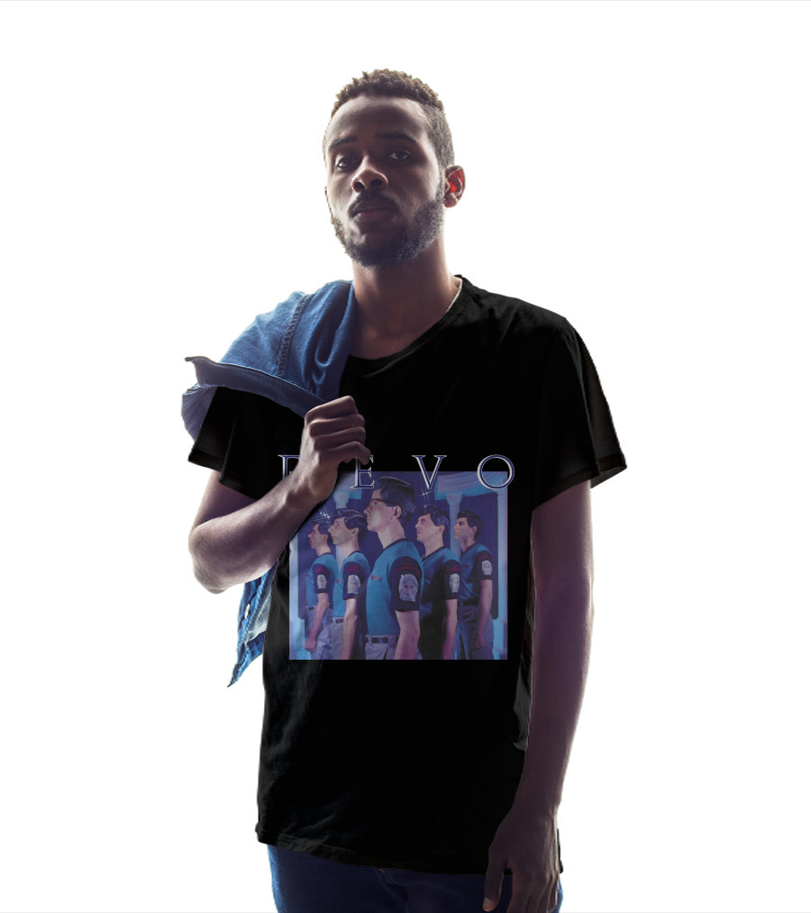 Devo Band Members Blue Uniforms Standing In Line T-Shirt