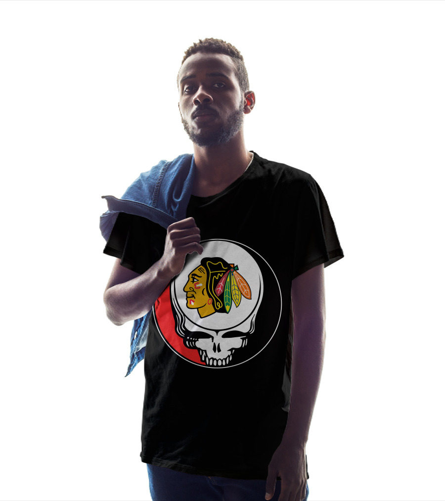 Chicago Blackhawks Grateful Dead Skull T-Shirt