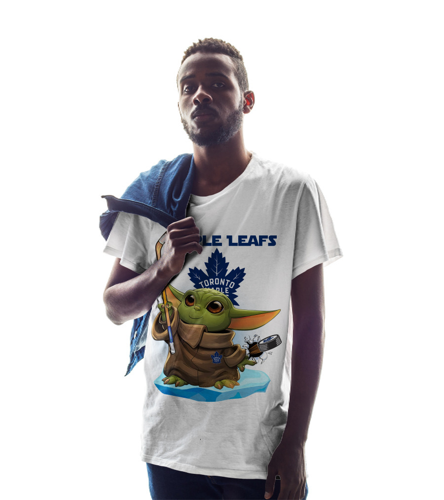 Baby Yoda Toronto Maple Leafs Hockey Fan T-Shirt