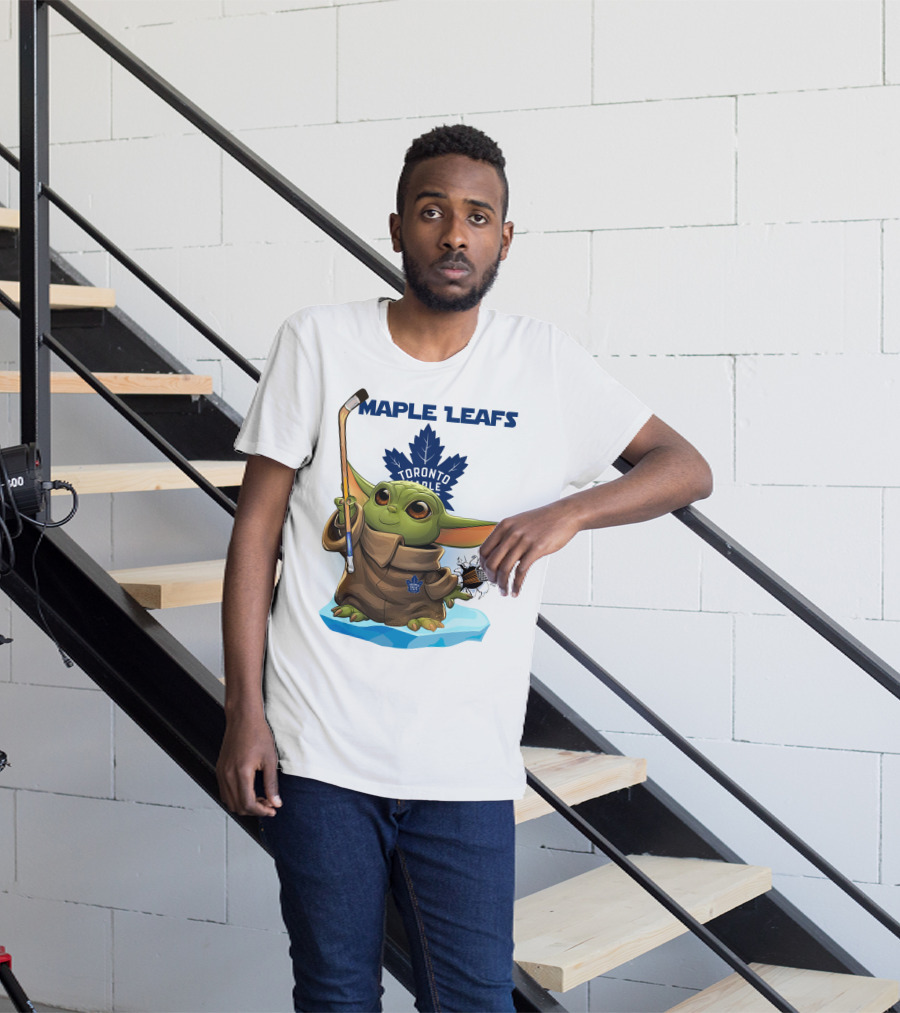 Baby Yoda Toronto Maple Leafs Hockey Fan T-Shirt