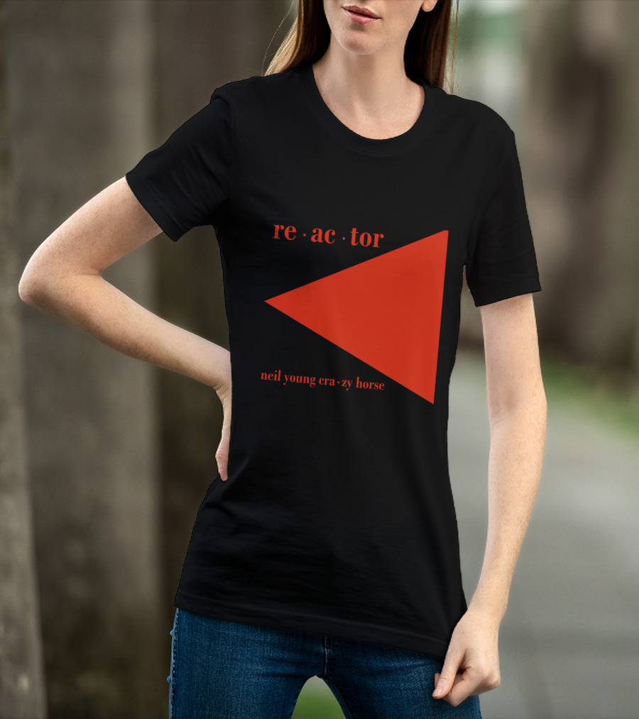 Reactor Neil Young Crazy Horse Red Triangle On Black T-Shirt