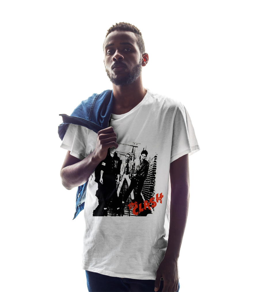 The Clash Punk Band Graphic With Union Jack Patch T-Shirt