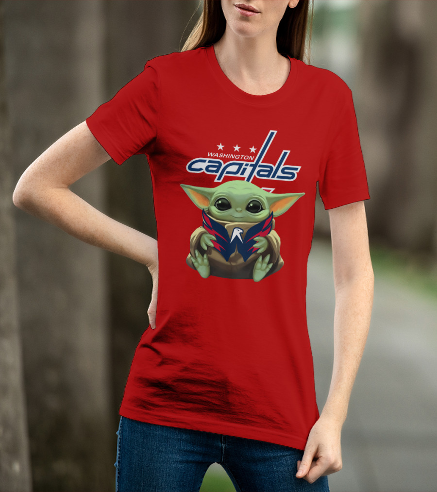 Washington Capitals Baby Yoda NHL Hockey Mandalorian Crossover T-Shirt