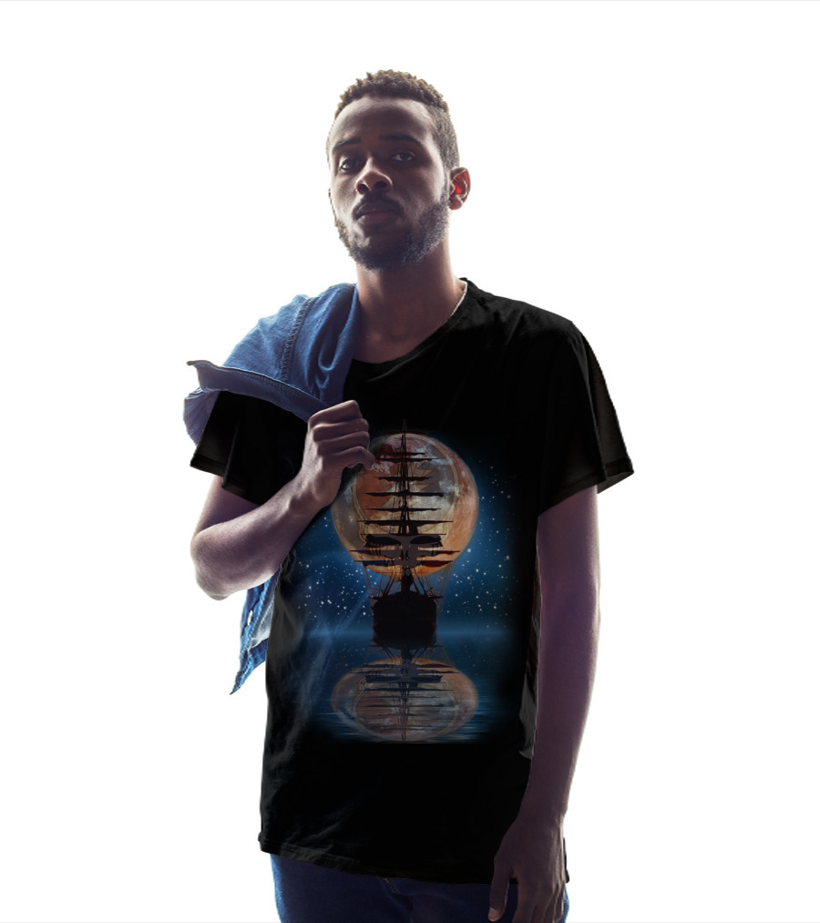 GD ShipofFools Skull Ship Moon Reflection T-Shirt