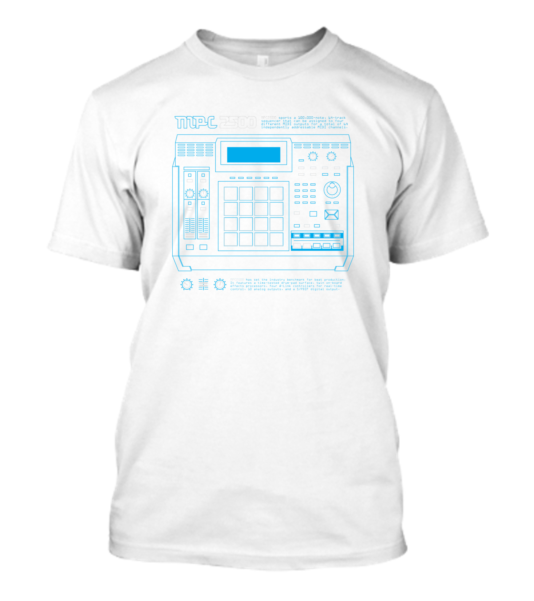 MPC 2500 Akai Drum Machine Blueprint Music Production 143143 T-Shirt