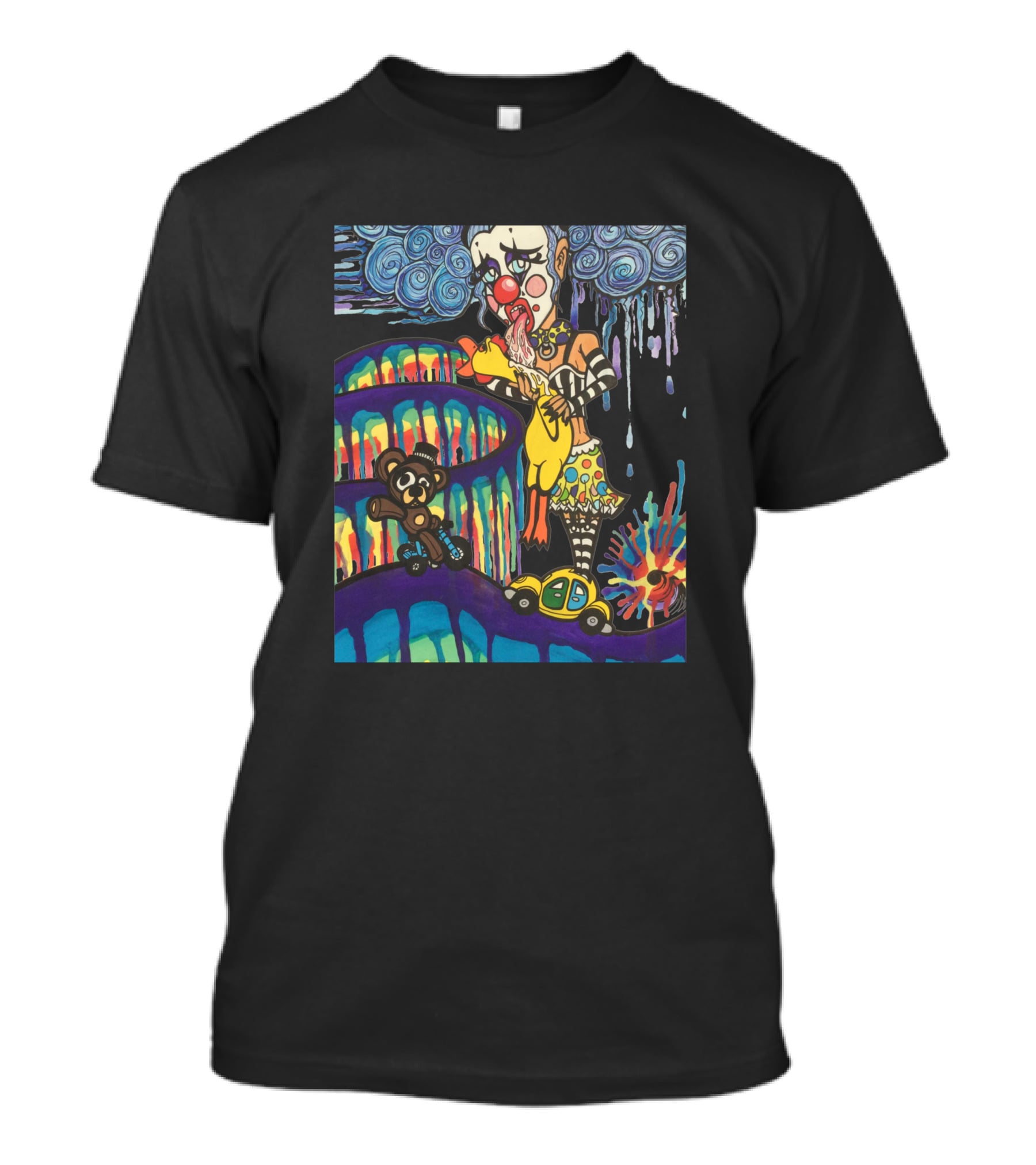 Always Use A Rubber Clown Teddy Bear Car Spiral Colorful 705458 T-Shirt