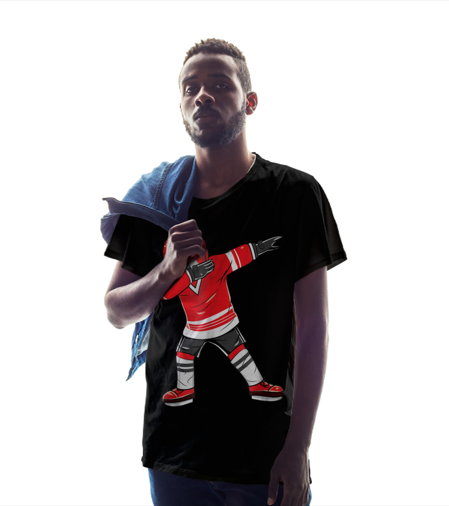 Dabbing Ice Hockey Funny Dab Squad Red Jersey T-Shirt