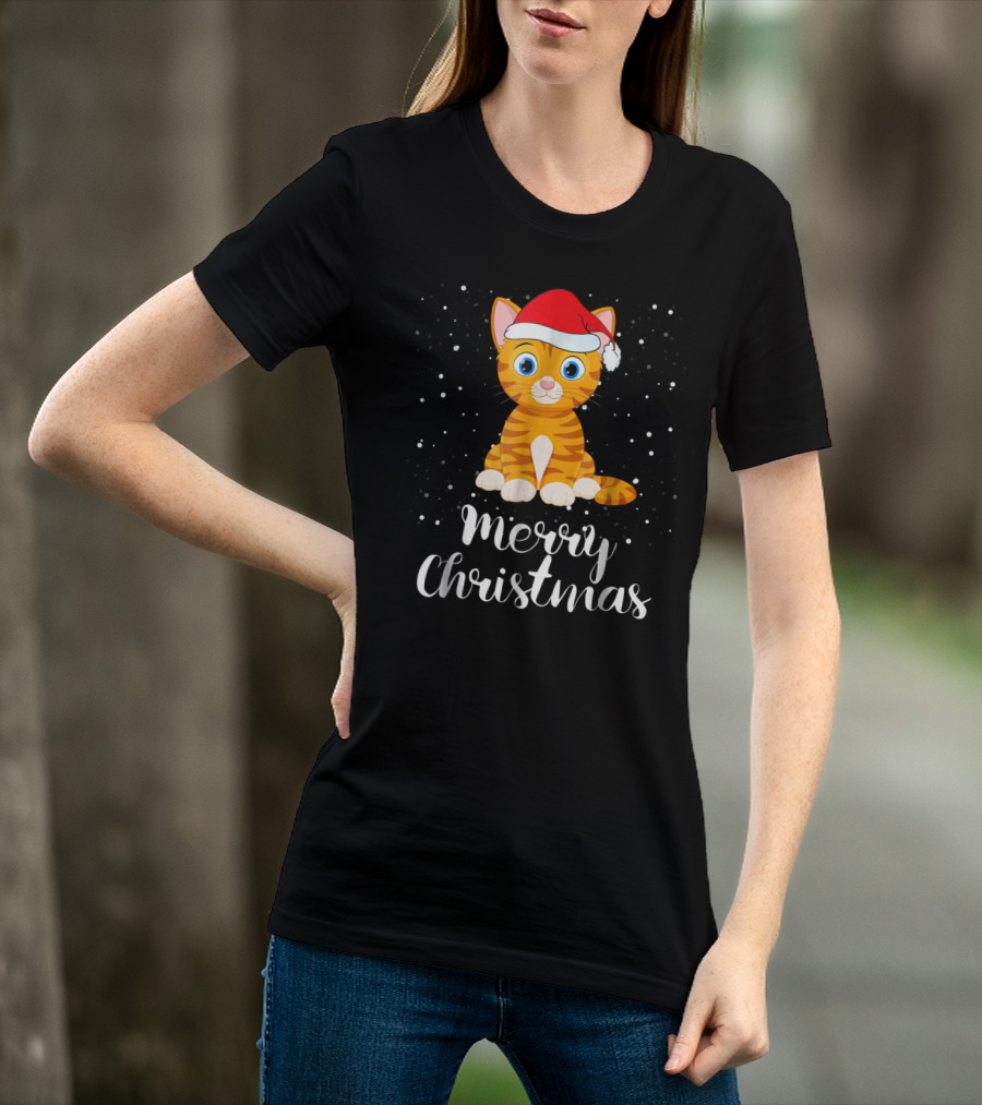Merry Christmas Cat Funny Christmas Matching Family Group T-Shirt