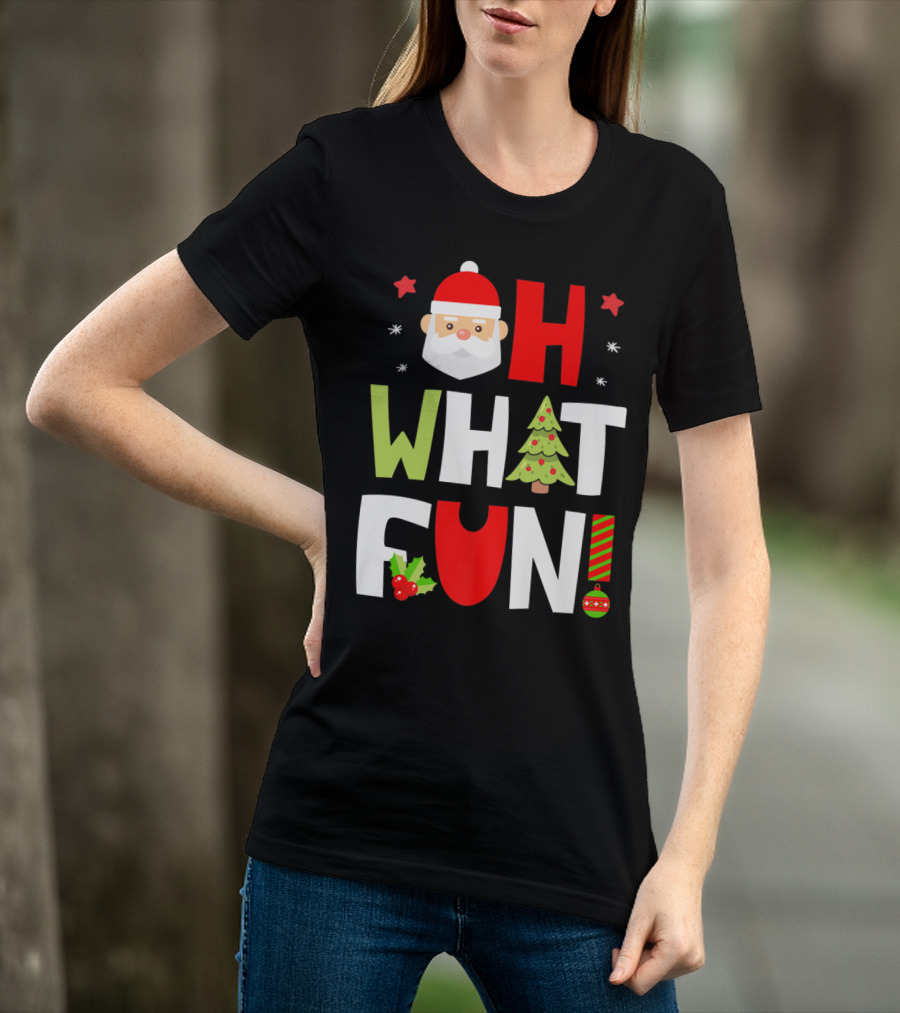 Christmas Kids Boys Oh What Fun Santa Xmas Tree T-Shirt