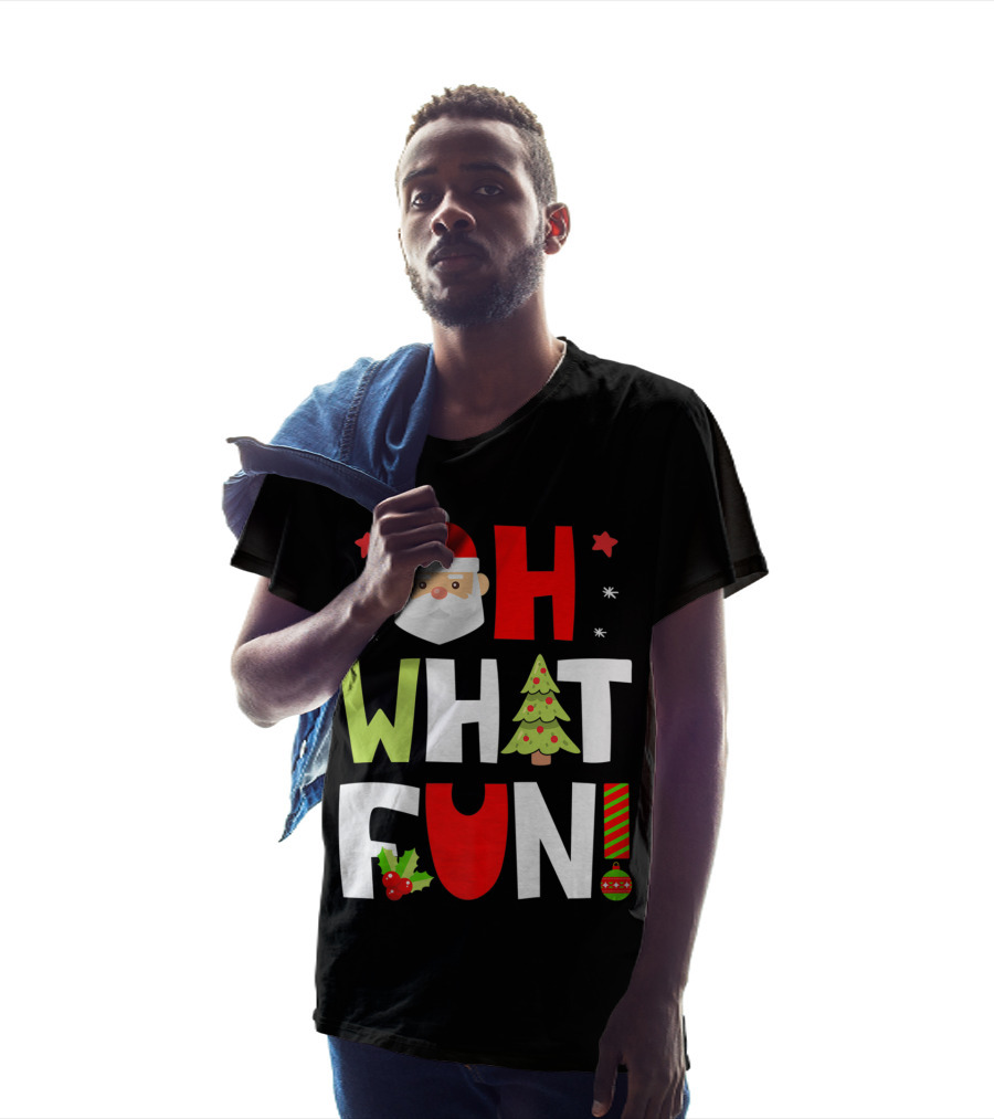 Christmas Kids Boys Oh What Fun Santa Xmas Tree T-Shirt
