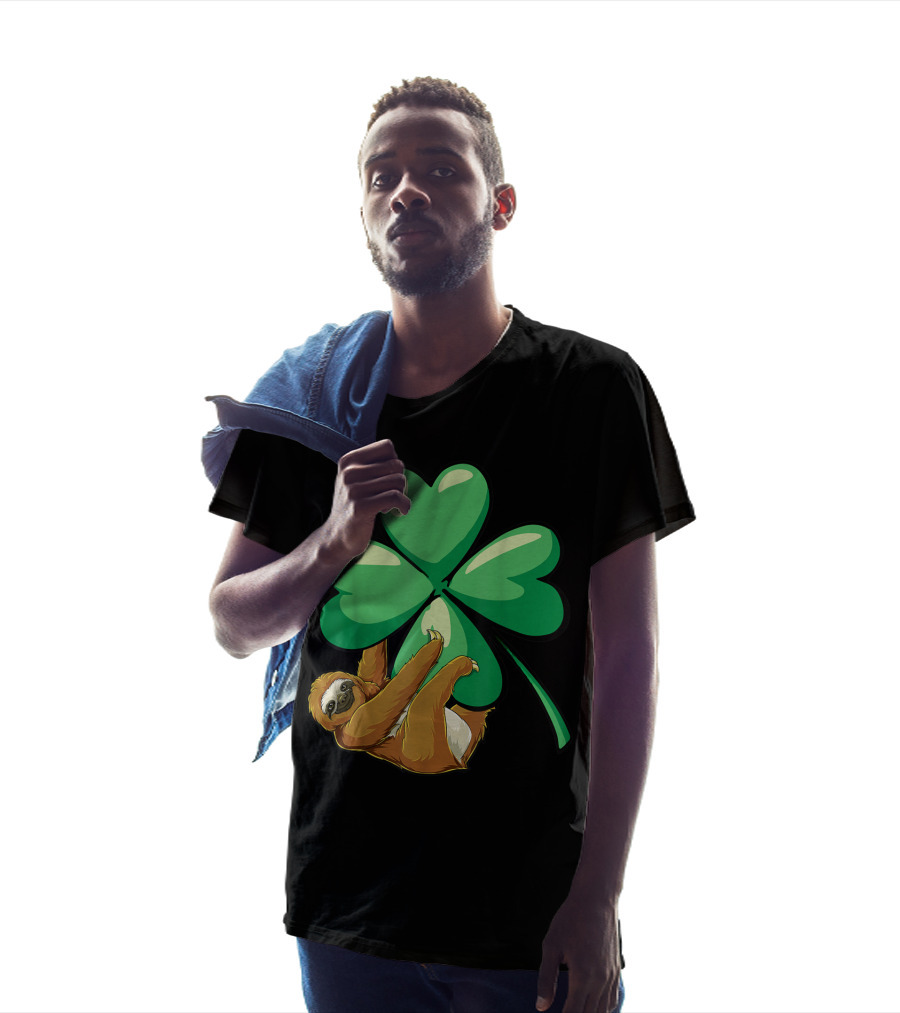 Sloth St Patricks Day Hugging Shamrock Women Girls 16 Lucky Clover T-Shirt