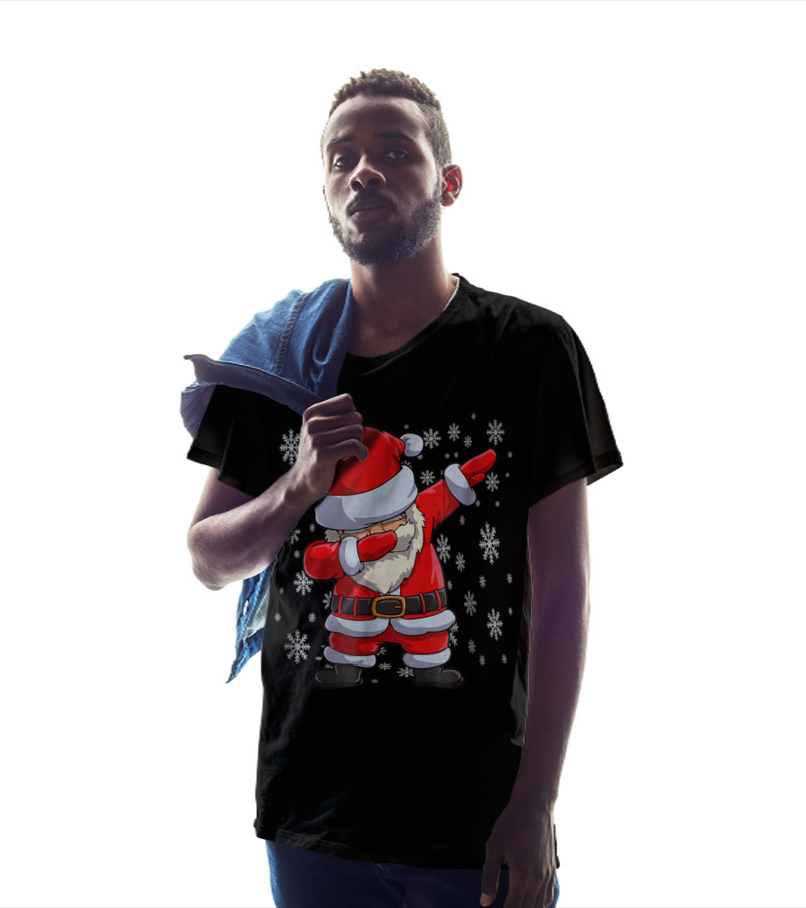 Christmas Santa Funny Dabbing Santa Boys Girls Snowflakes T-Shirt