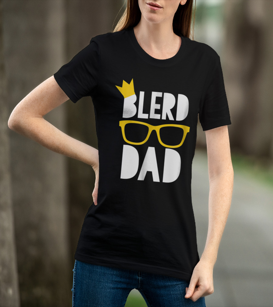 Blerd Dad Yellow Geeky Glasses Crown Black Nerd Dad T-Shirt