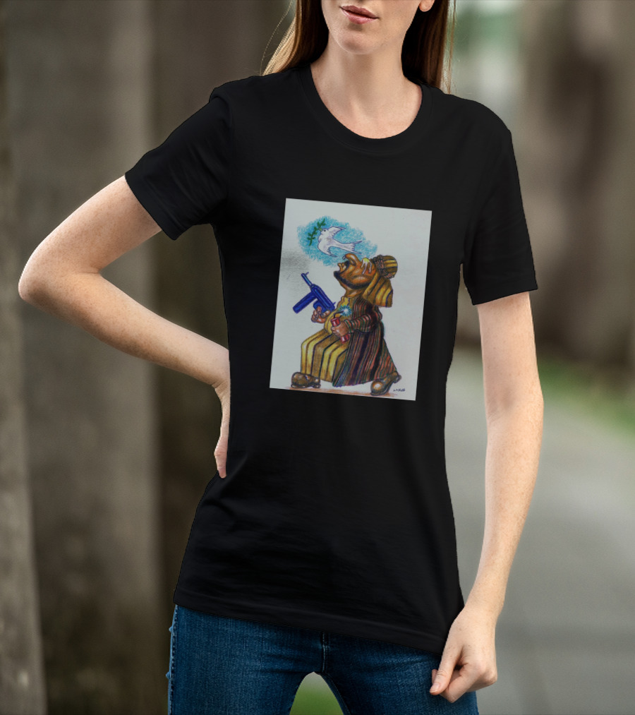 A Terrorist Act Cartoon Character Holding Gun And Dove Balloon T-Shirt