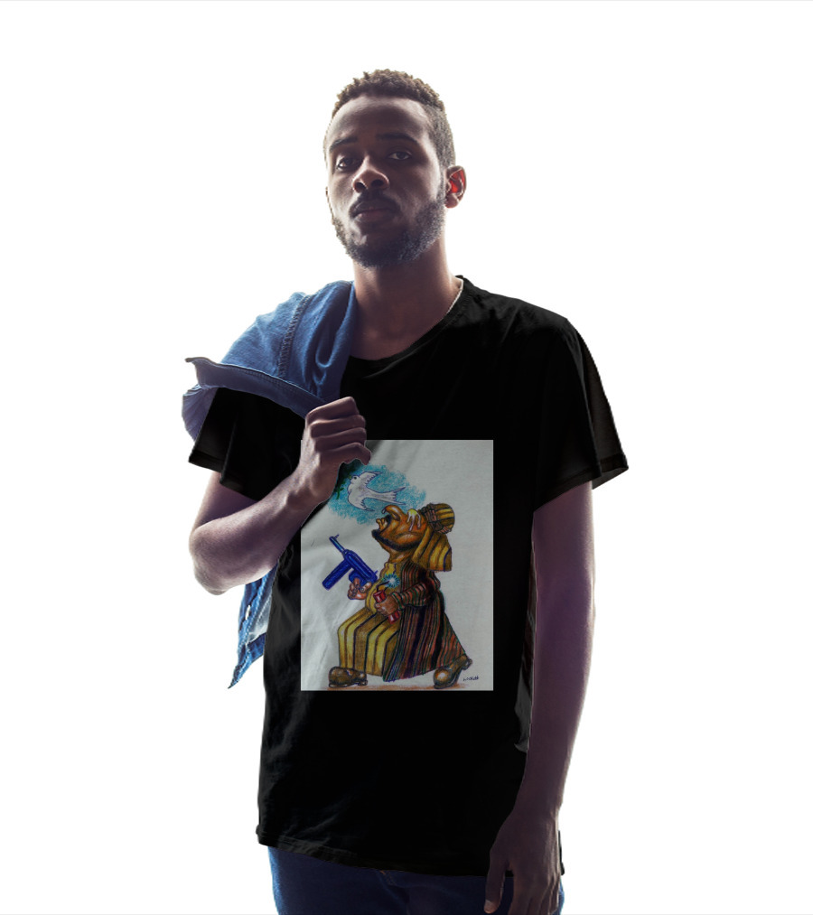 A Terrorist Act Cartoon Character Holding Gun And Dove Balloon T-Shirt