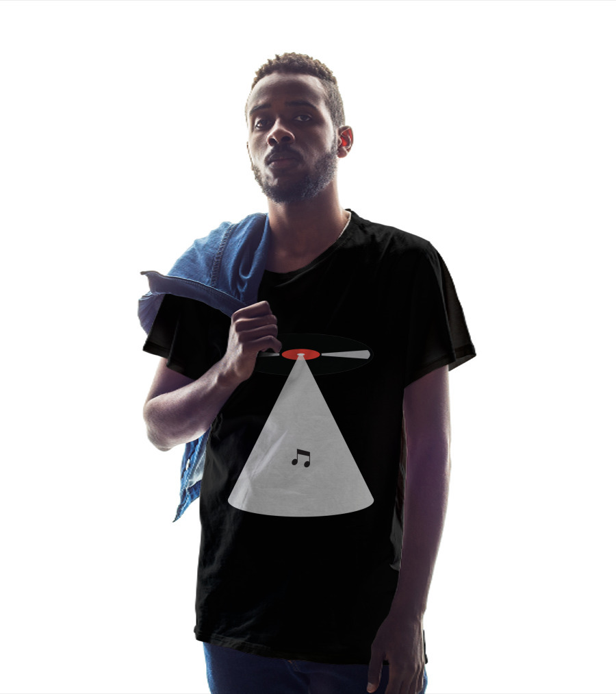 Abduction Vinyl Record UFO Beaming Up Music Note T-Shirt