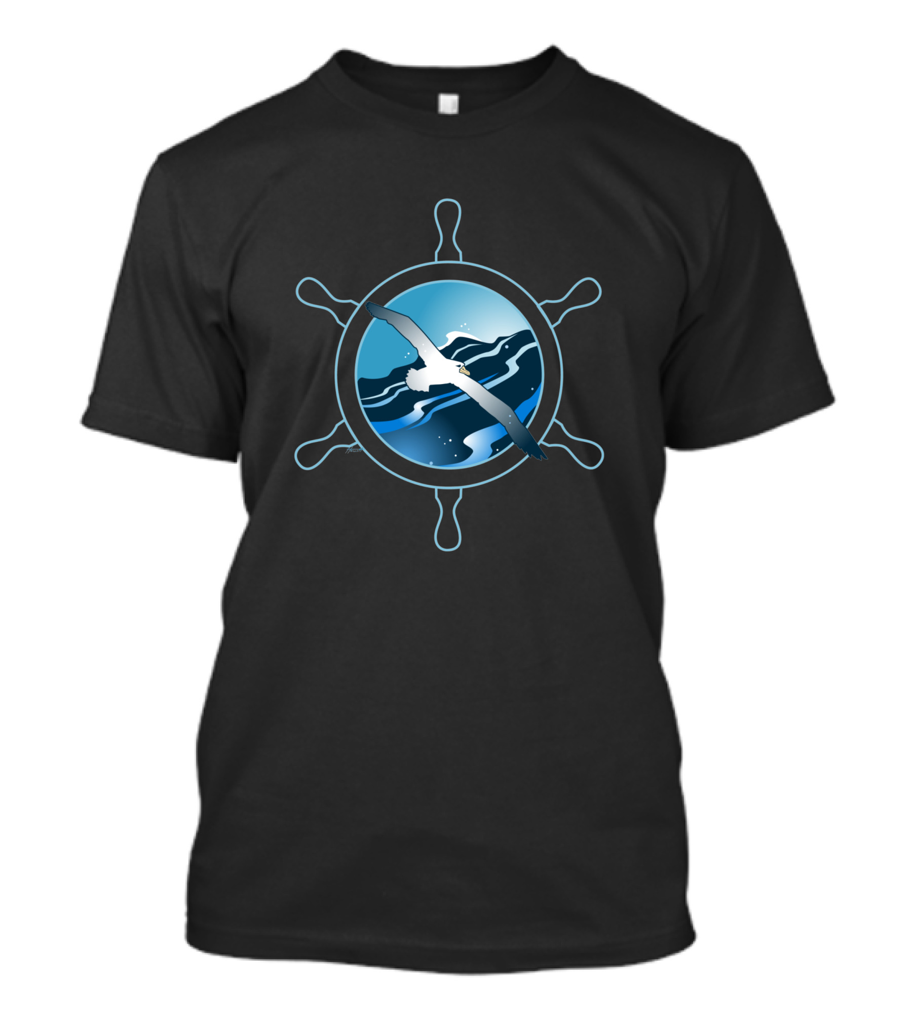 Albatross 2 Nautical Steering Wheel Ocean Scene 193423 T-Shirt