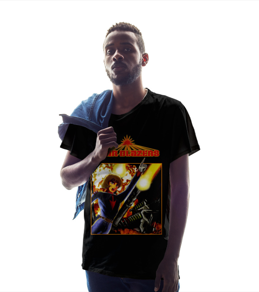 Star Blazers Anime Character In Action Scene With Explosions And Giant Mecha T-Shirt