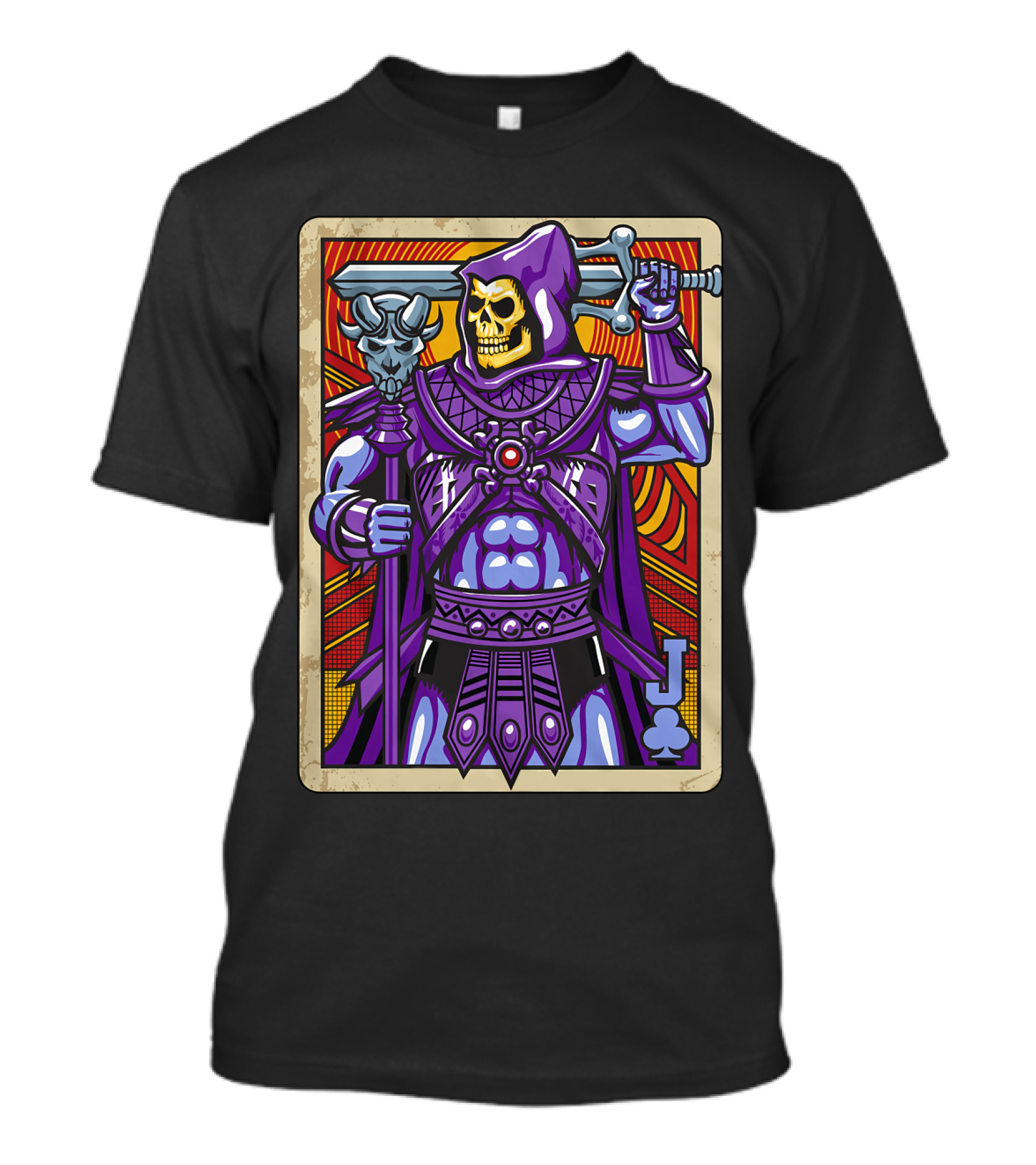 Skeletor Jack Of Clubs Card Retro T-Shirt