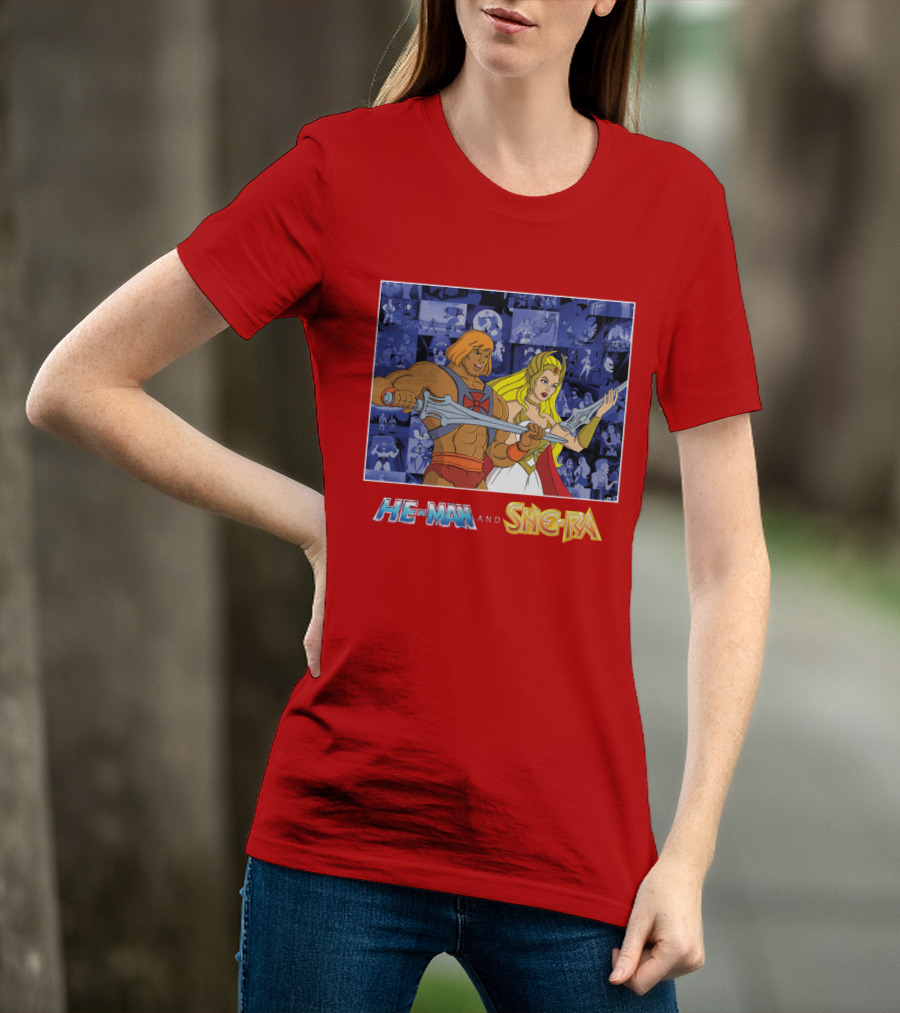 He-Man And She-Ra Characters With Sword T-Shirt