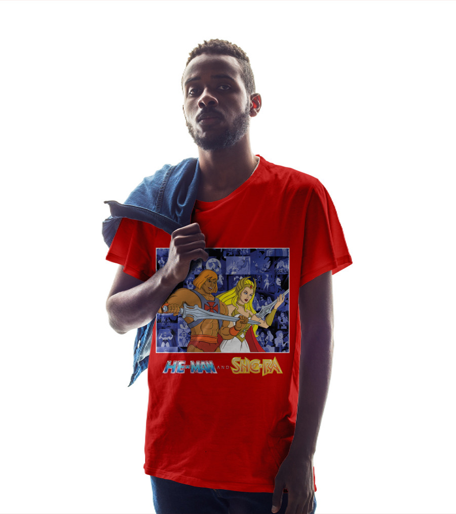 He-Man And She-Ra Characters With Sword T-Shirt