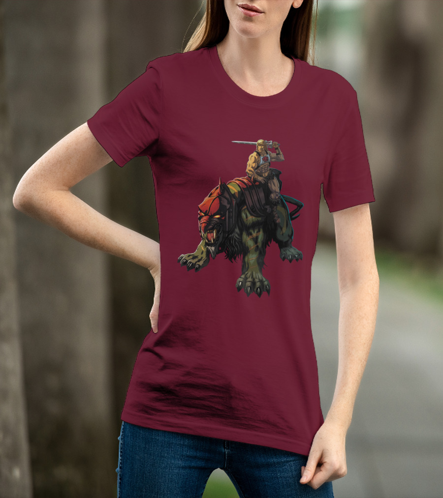 He-Man Riding Battle Cat With Sword Raised T-Shirt