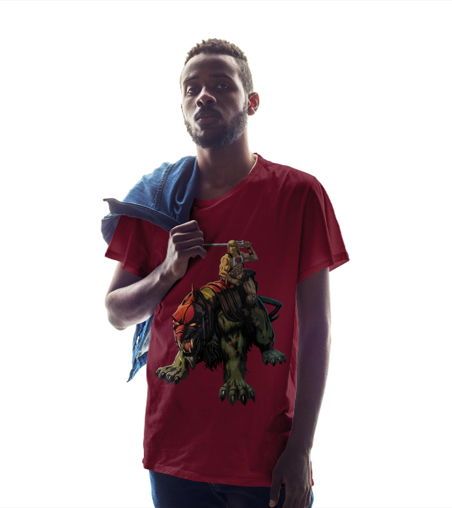 He-Man Riding Battle Cat With Sword Raised T-Shirt