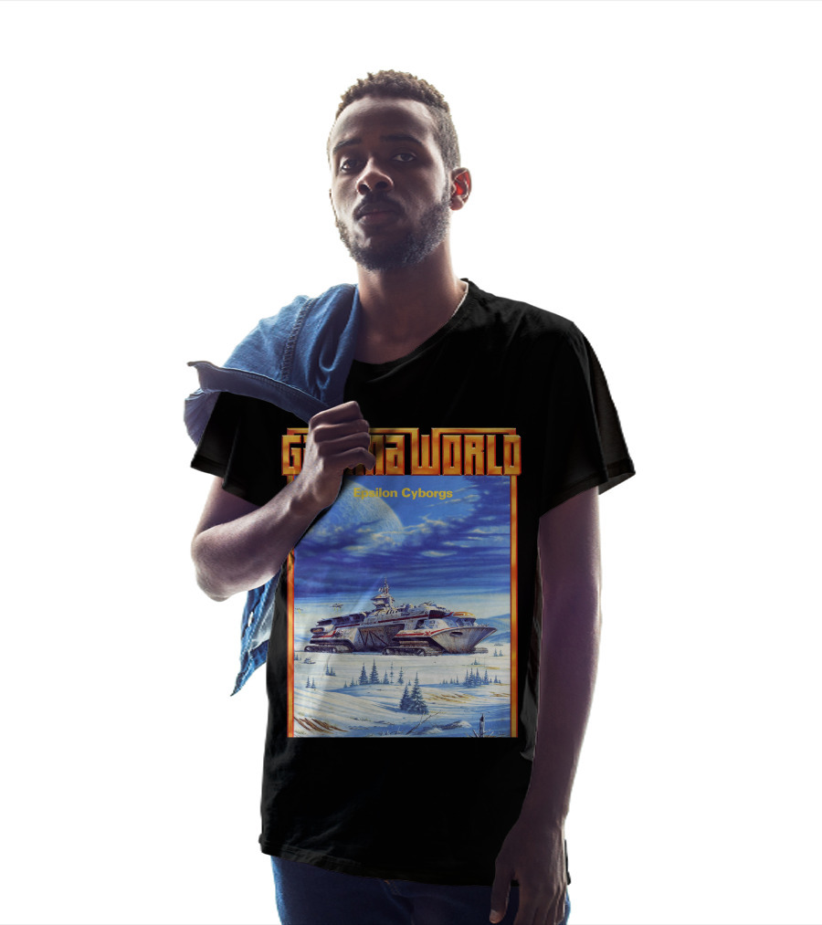 Gamma World Epsilon Cyborgs Snowy Landscape Spaceship Adventure T-Shirt