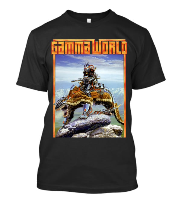 Gamma World Futuristic Cybernetic Dinosaur Adventure T-Shirt